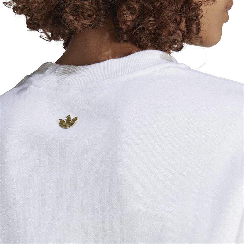 adidas Originals Womens Houndstooth Trefoil Infill Graphic Sweatshirt White