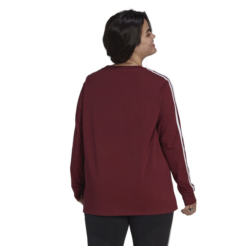 adidas Originals Womens Adicolor Classics 3-Stripes Long-Sleeve Top (Plus Size) Shadow Red