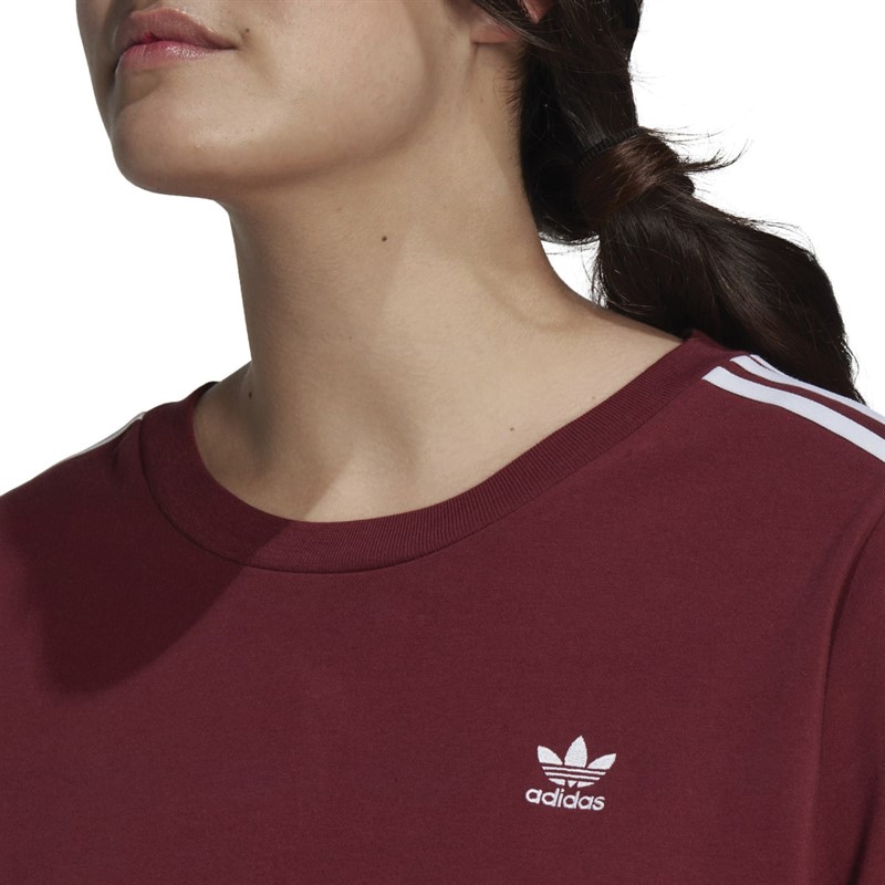 adidas Originals Womens Adicolor Classics 3-Stripes Long-Sleeve Top (Plus Size) Shadow Red