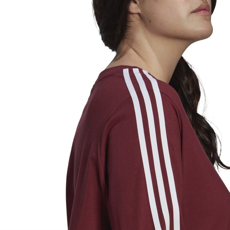 adidas Originals Womens Adicolor Classics 3-Stripes Long-Sleeve Top (Plus Size) Shadow Red