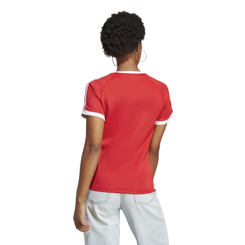 adidas Originals Womens Adicolor Classics Slim 3-Stripes T-Shirt Better Scarlet