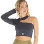 adidas Originals Womens Cropped Long-Sleeve Cut Out Top Carbon