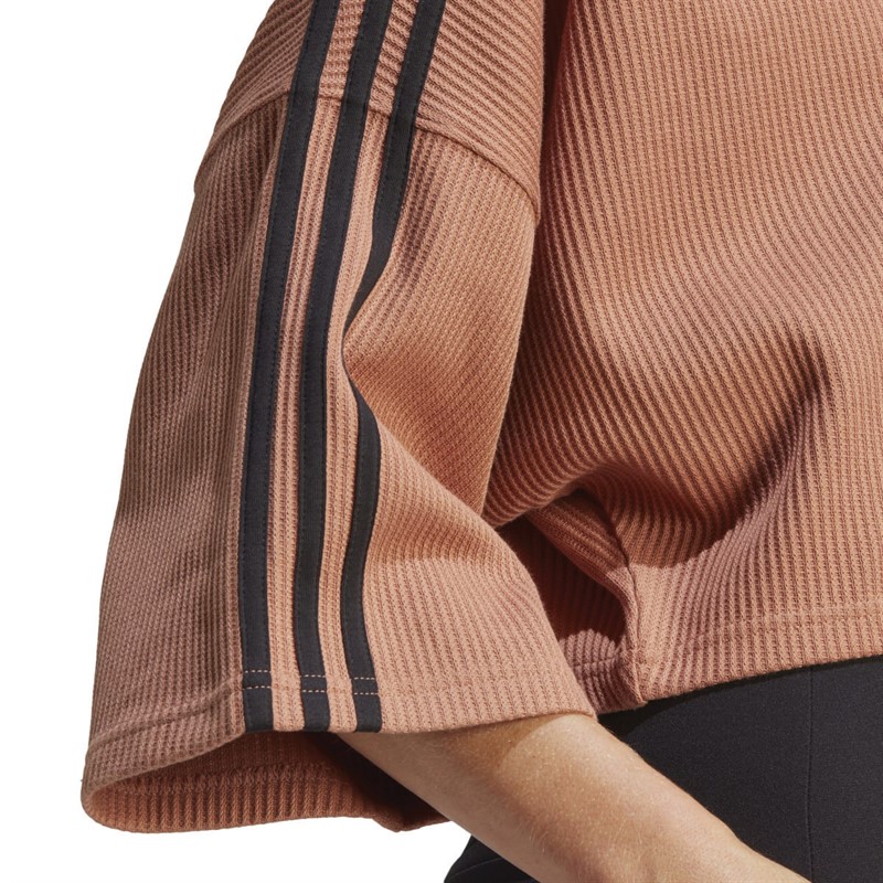adidas Originals Womens 3-Stripes Crop Hoodie Clay Strata