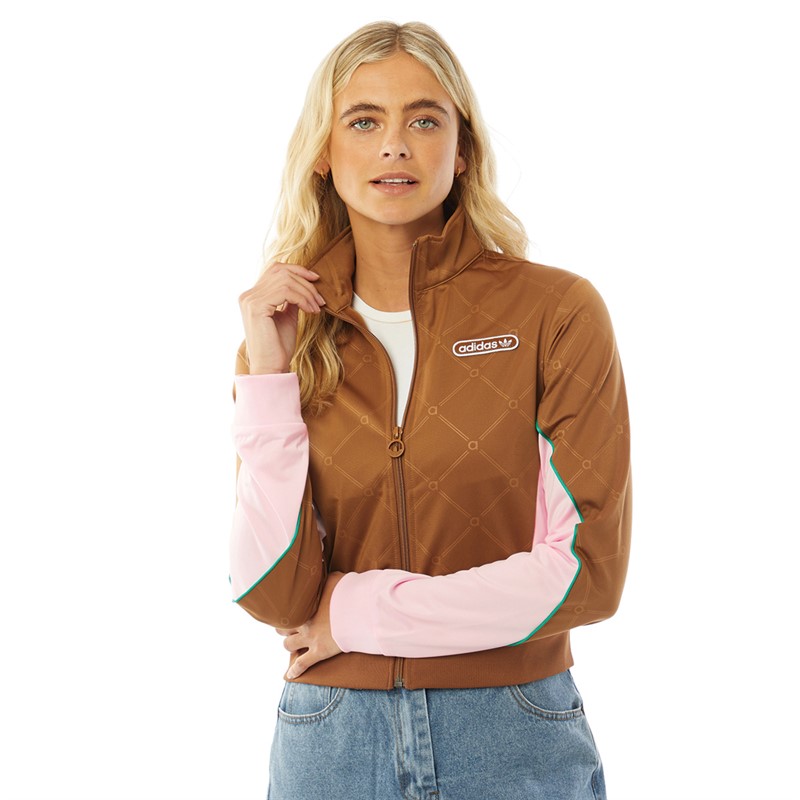 adidas Originals Womens Retro Luxury Track Top Wild Brown/Clear Pink