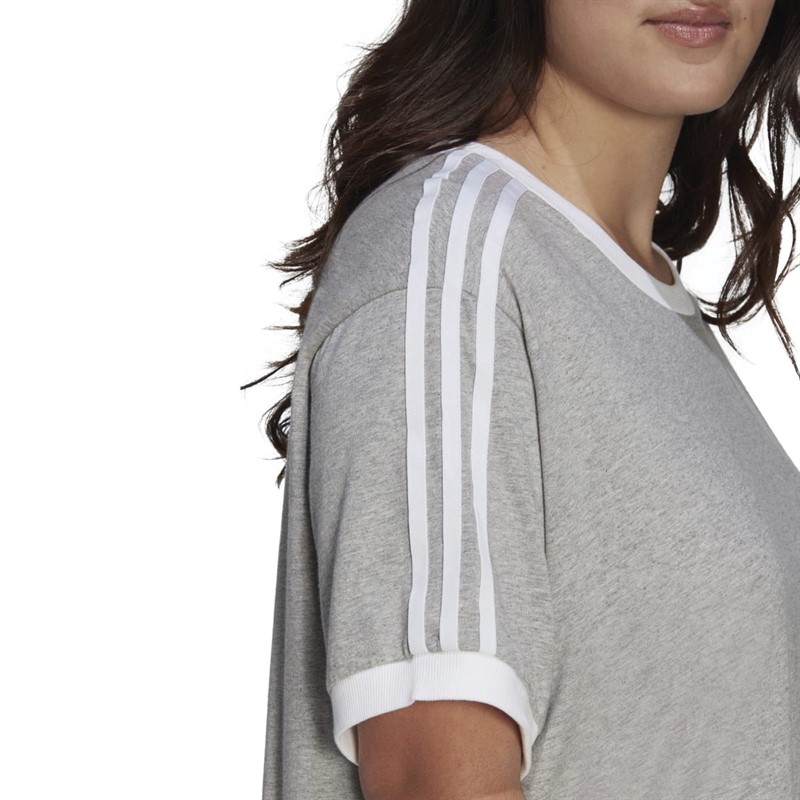 adidas Originals Womens 3-Stripes T-Shirt (Plus Size) Medium Grey Heather
