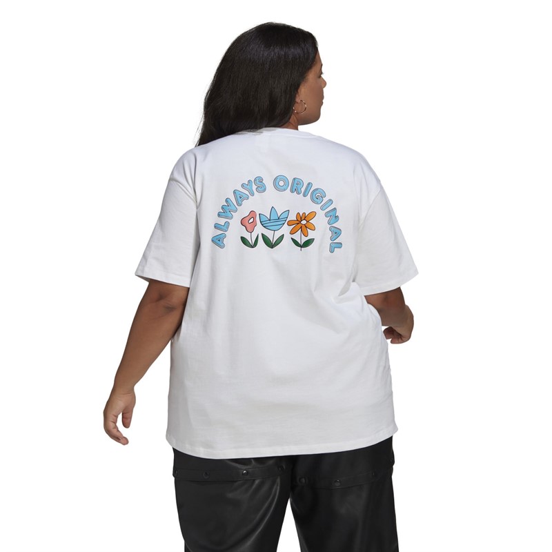 adidas Originals Womens Always Original Logo Graphic T-Shirt (Plus Size) White