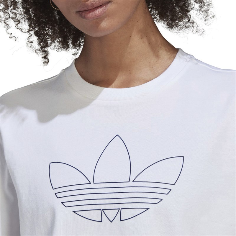 adidas Originals Womens Trefoil Graphic Crop Top White