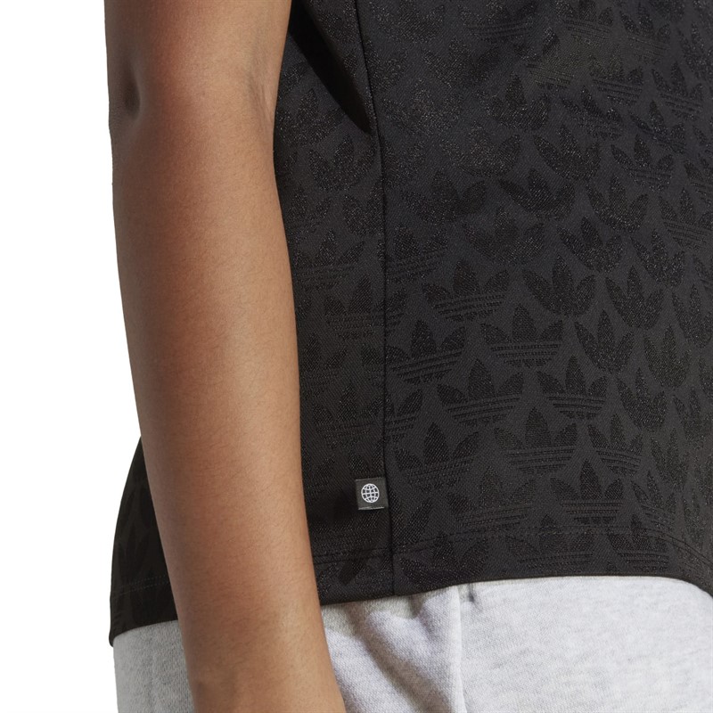 adidas Originals Womens All Over Print Logo T-Shirt Black