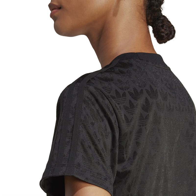 adidas Originals Womens All Over Print Logo T-Shirt Black