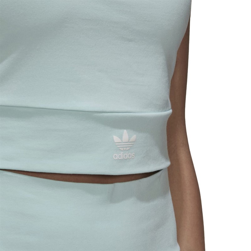 adidas Originals Womens Cropped Long-Sleeve Cut Out Top Halo Mint