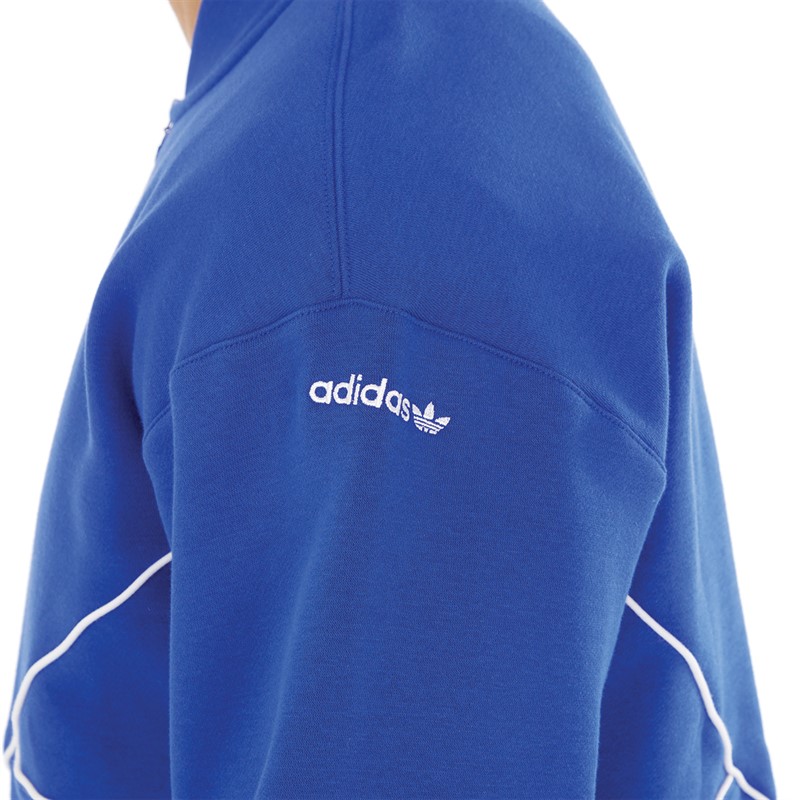 adidas Originals Mens Adicolor Seasonal Archive 1/2 Zip Crew Sweatshirt Semi Lucid Blue/White