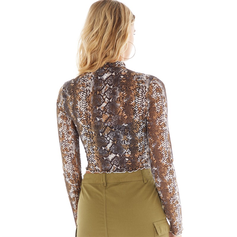 adidas Originals Womens Snake Mesh Long-Sleeve Top Wonder White