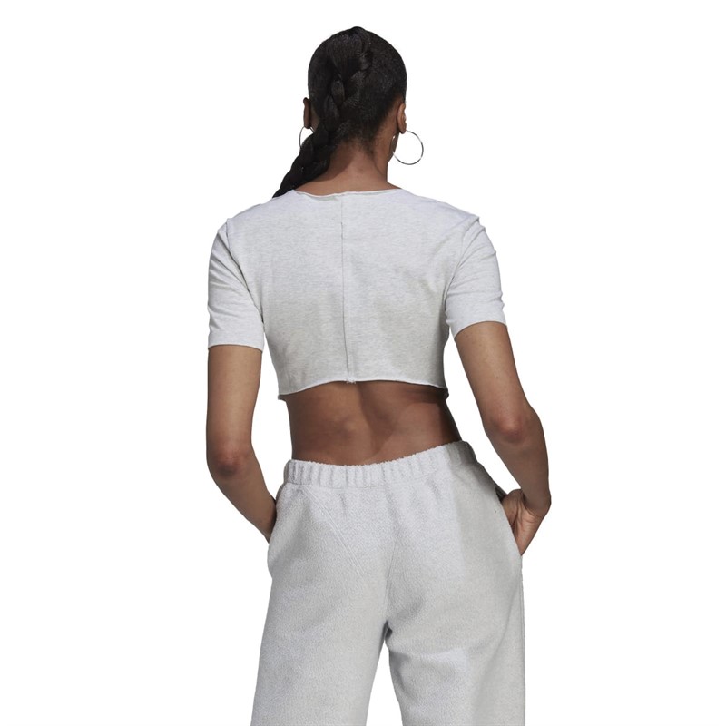 adidas Originals Womens Crop Loungewear T-Shirt Light Grey Heather