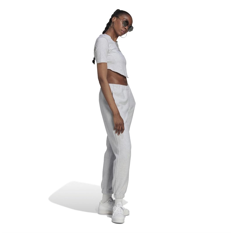 adidas Originals Womens Crop Loungewear T-Shirt Light Grey Heather