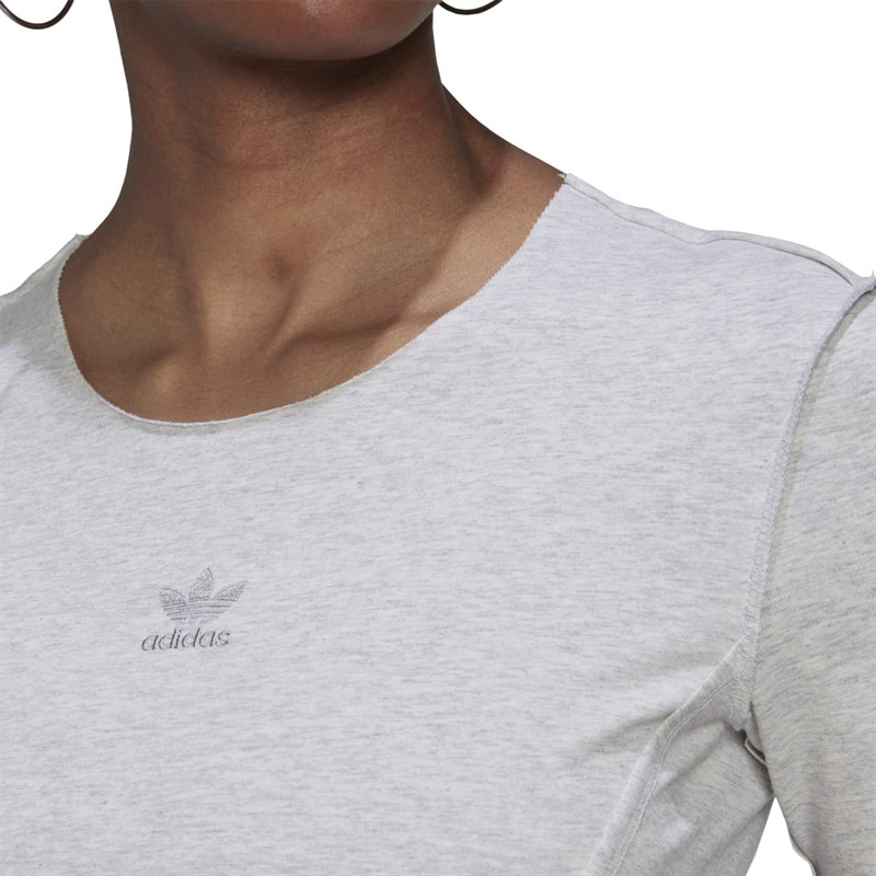 adidas Originals Womens Crop Loungewear T-Shirt Light Grey Heather