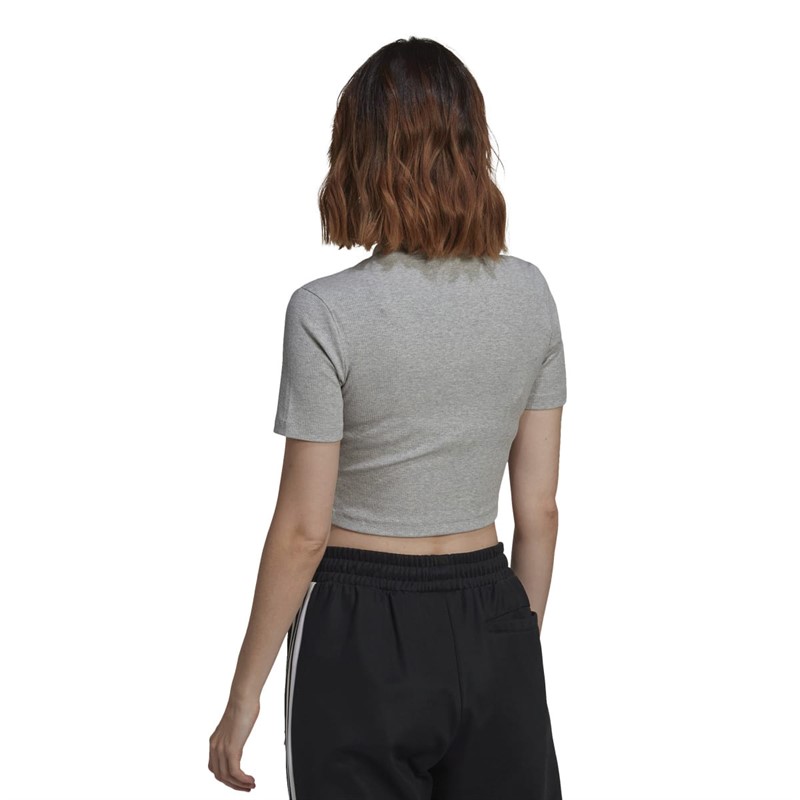 adidas Originals Womens Adicolor Essentials Rib Crop Top Medium Grey Heather