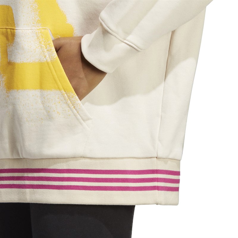 adidas Originals Womens Oversized A Graphic Hoodie Wonder White