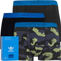 adidas Originals Mens Comfort Flex Cotton Printed Three Pack Trunks Black/Black/Print