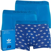 adidas Originals Mens Comfort Flex Cotton Printed Three Pack Trunks Blue/Blue/Print