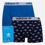 adidas Originals Mens Comfort Flex Cotton Printed Two Pack Trunks Blue/Print