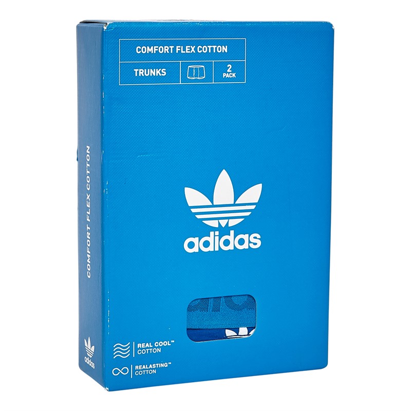 adidas Originals Heren Set van 2 Comfort Flex Katoen Drie Strepen Trunks Blauw/Print