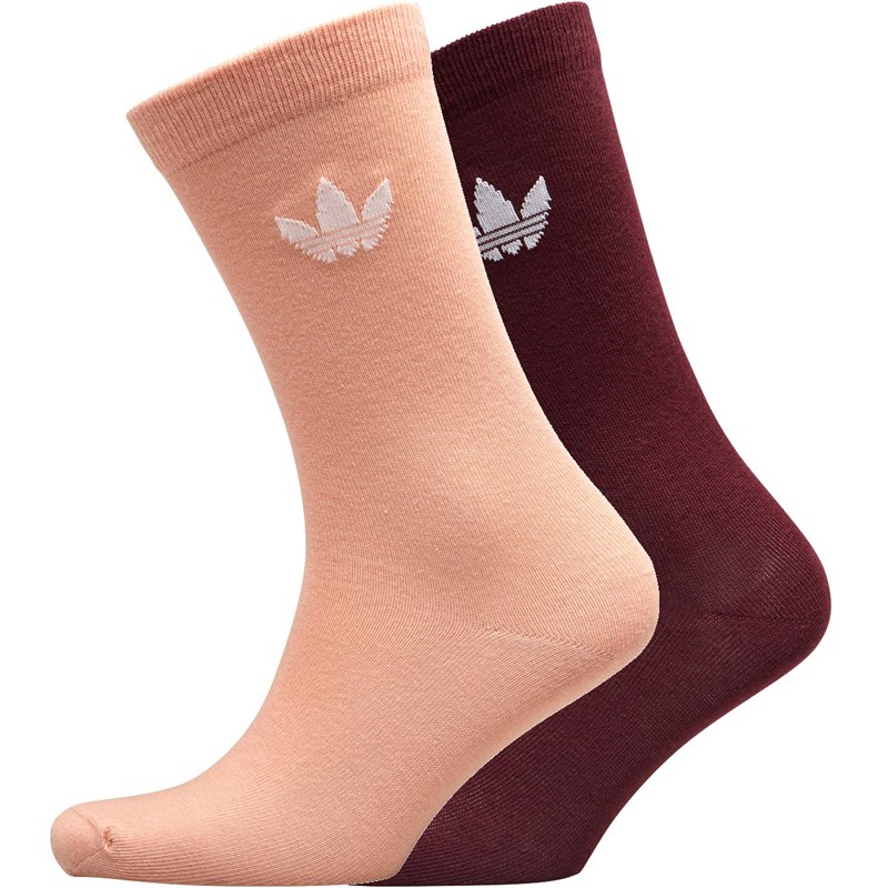 Buy adidas Originals Trefoil Two Pack Crew Socks Maroon/White/Dust Pink
