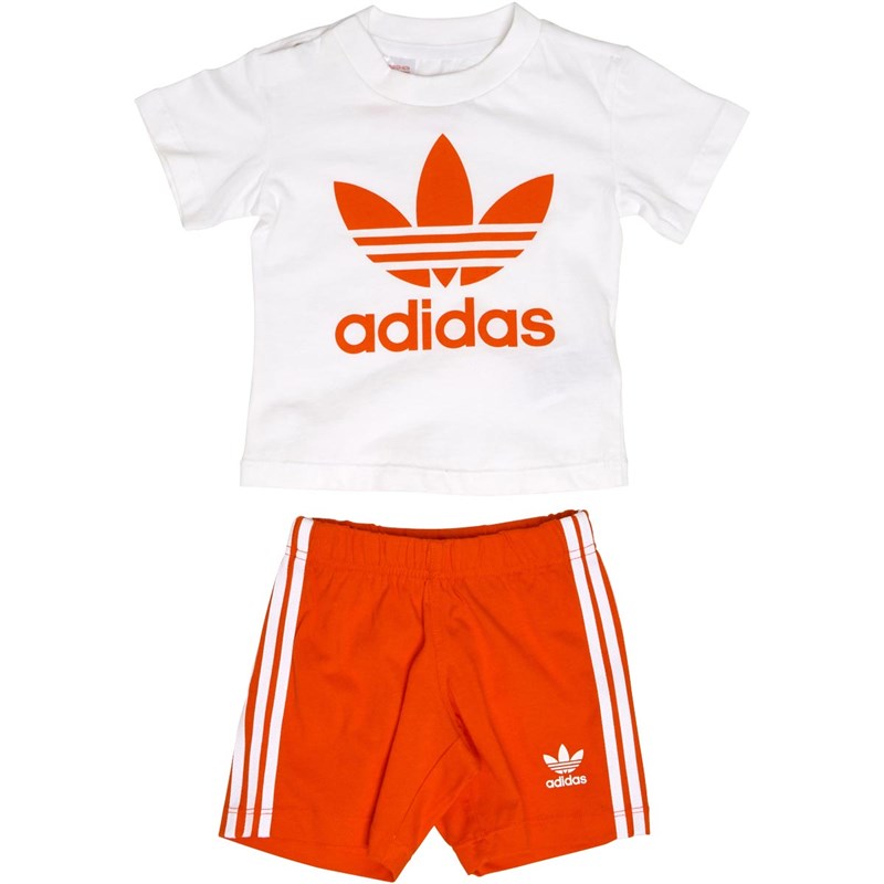 Buy adidas Originals Junior Boys Trefoil Shorts And T-Shirt Set White ...