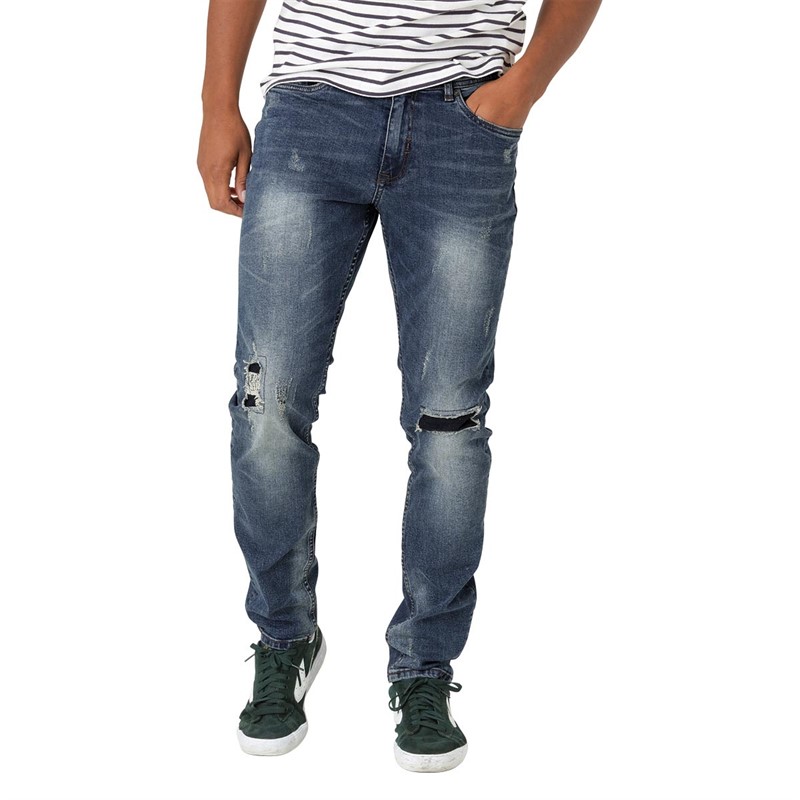 Marcus Herren Men Cutler Ripped 2163 Schmale Passform Jeans Blau