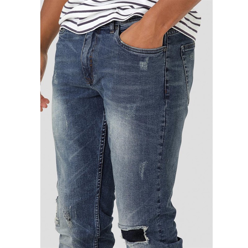 Marcus Herren Men Cutler Ripped 2163 Schmale Passform Jeans Blau