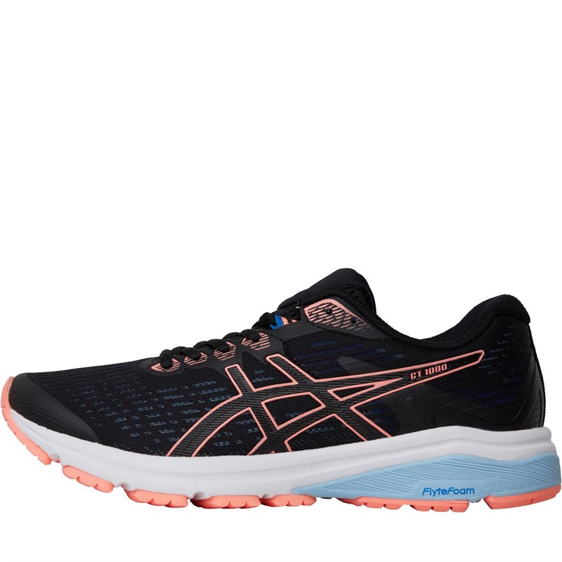 Buy Asics Womens GT8 Stability Running Shoes Black/Sun Coral