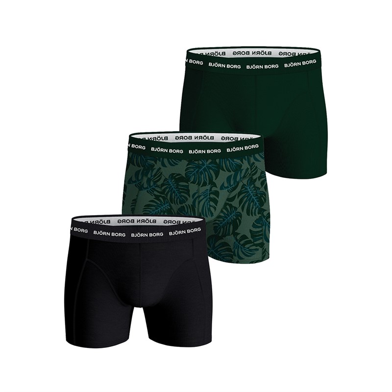 BJORN BORG Heren driepack boxers groen/print/zwart - Maat XXL
