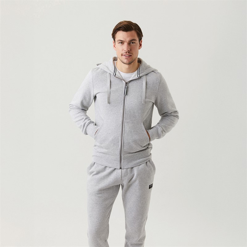 BJORN BORG Herren Hoodie mit zentralem Reissverschluss Hellgrau Melange