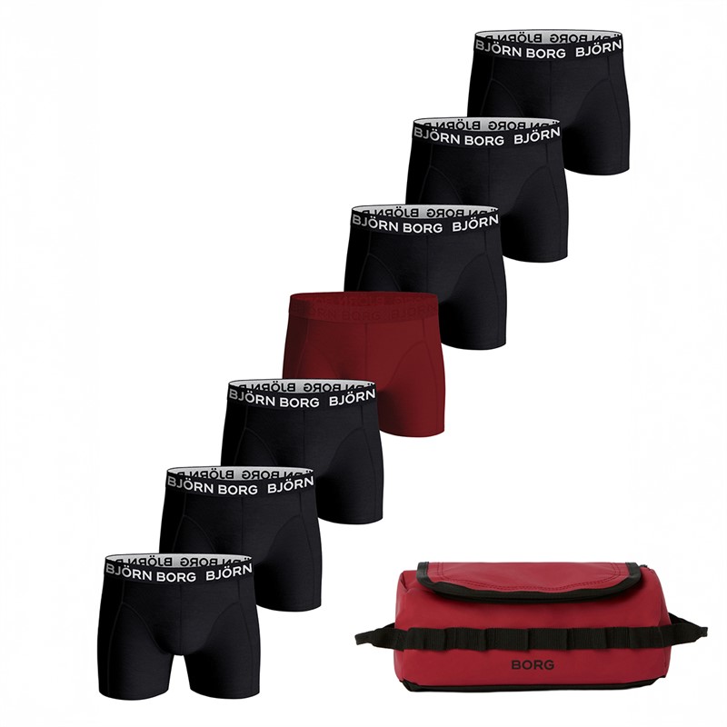 BJORN BORG Heren Katoen Stretch Set van 7 Boxers En Wash Bag Multipack 3 - Maat L