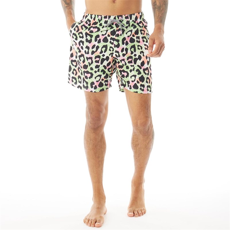 Buy Boardies Mens Tropical Cheetah Mid Length Shorts Multi