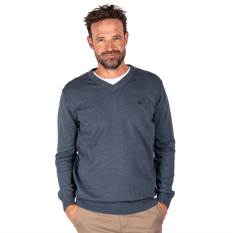 Pre end Herre Pre End Hampton V Contrast wear V-udskæring trøjer Støvet Blå