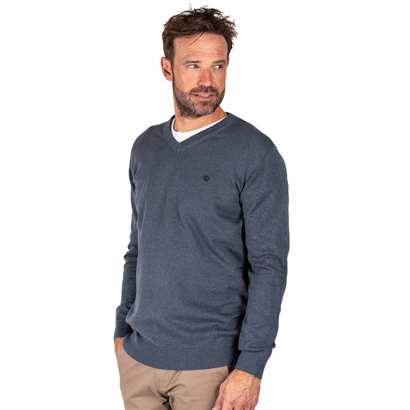Pre end Herre Pre End Hampton V Contrast wear V-udskæring trøjer Støvet Blå
