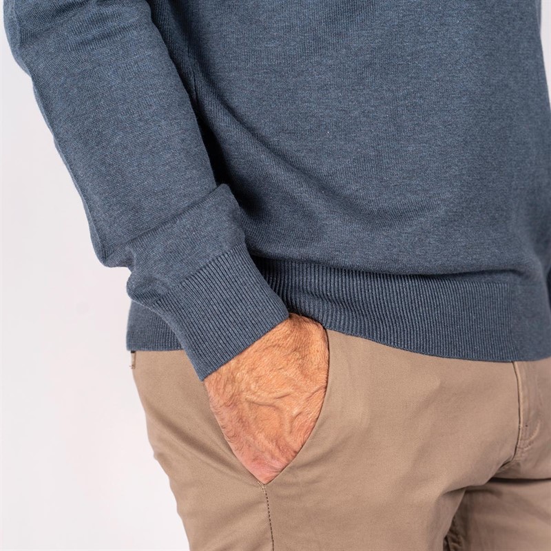 Pre end Herre Pre End Hampton V Contrast wear V-udskæring trøjer Støvet Blå