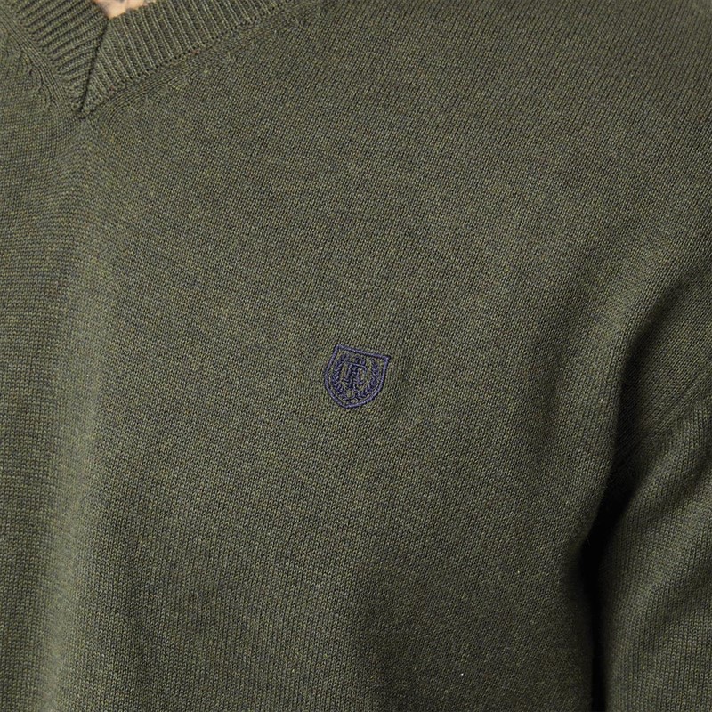 Pre end Herren Pre End Hampton V Contrast wear Pullover mit V-Auschnitt Dunkelgrün