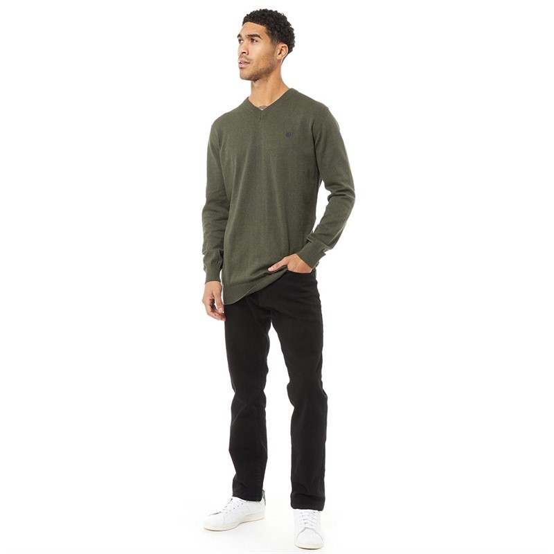 Pre end Herren Pre End Hampton V Contrast wear Pullover mit V-Auschnitt Dunkelgrün