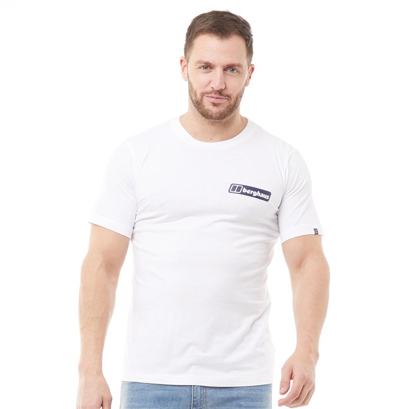 Buy Berghaus Mens Invert Logo T-Shirt White/Dark Blue