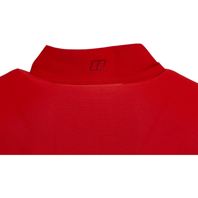 Berghaus Mens 24/7 Tech T-Shirt 1/2 Zip Long Sleeve Goji Berry