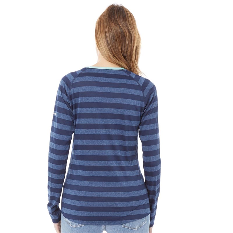 Berghaus Womens Stripe Tee 2.0 Long Sleeve Baselayer Dark Blue/Purple