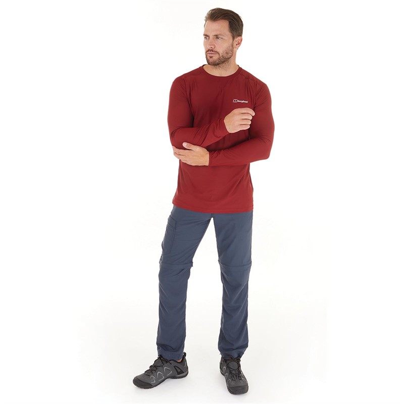 Berghaus Mens 24/7 Long Sleeve Tech T-Shirt Dark Red