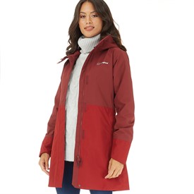 Buy Berghaus Womens Omeara 2 Layer Hydroshell Waterproof Long Shell Jacket Dark Red Dark Red
