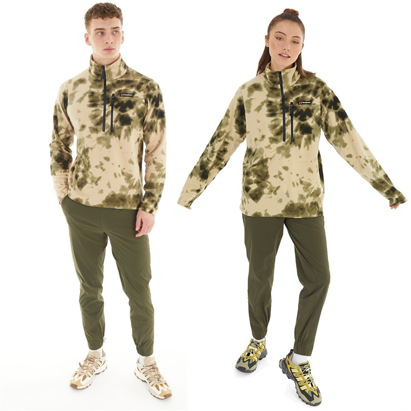 Berghaus Dean Street Prism Print Trango 1/2 Zip Fleece Natural/Dark Green