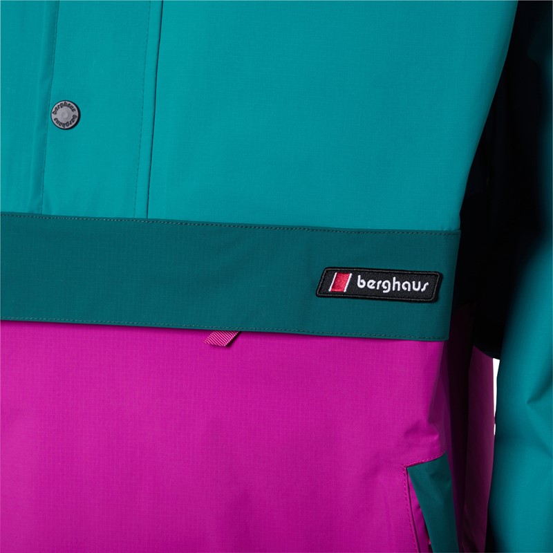 Buy Berghaus Dean Street Ski Smock 86 1 2 Zip Waterproof Shell Jacket Dark Turquoise Pink