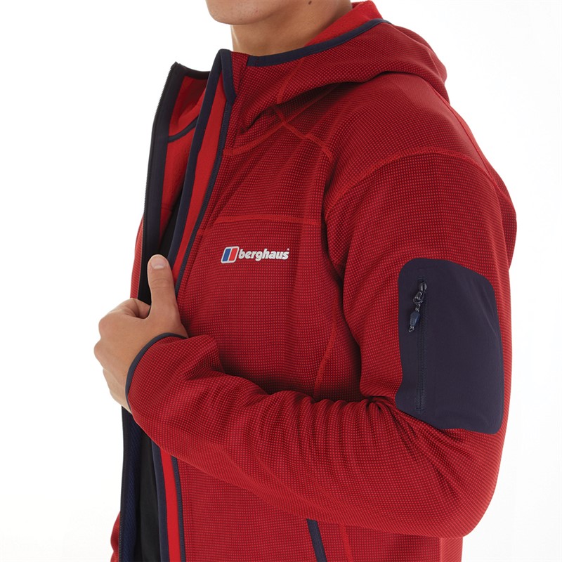 Berghaus Mens Pravtale Mountain 2.0 Hooded Fleece Jacket Dark Red/Red