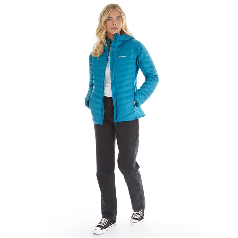 Berghaus Womens Tephra Stretch Reflect 2.0 Hydrodown Insulated Padded Hooded Down Jacket Turquoise/Turquoise