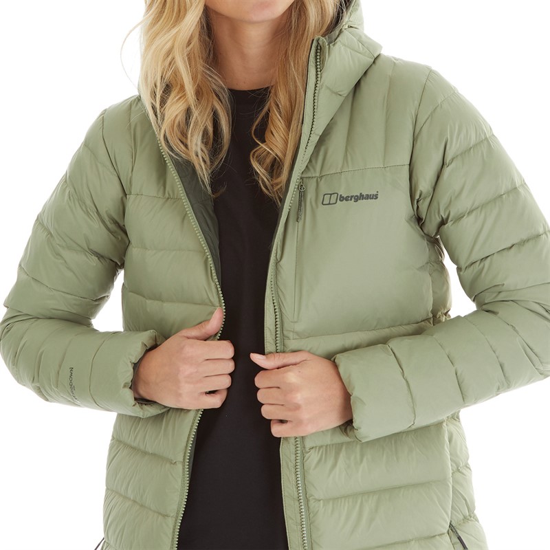 Berghaus Womens Silksworth Hydrodown Insulated Padded Hooded Down Jacket Green/Green