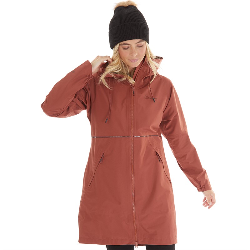 Berghaus Womens Rothley Gore-Tex Long Waterproof Shell Jacket Dark Red/Dark Red